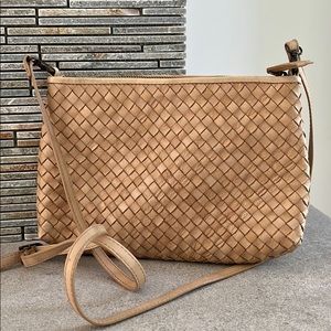 Italian leather crossbody woven bag